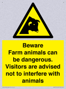 Beware Farm animals can be dangerous. Visitors are advised not to interfere with animals